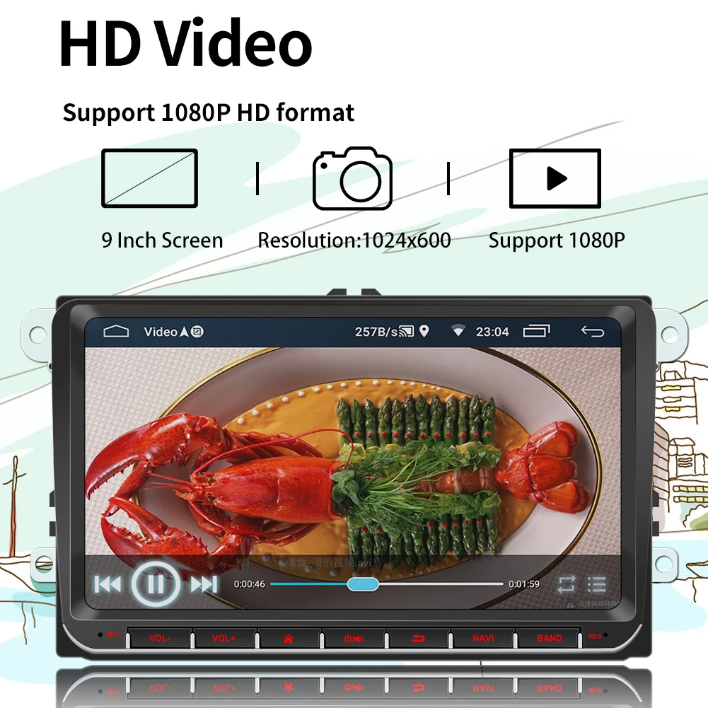 Android 10.1 Car Radio Multimedia Video Player 9 inch FM WIFI Bluetooth GPS navigation Auto Stereo GPS In Dash Head Unit for VW
