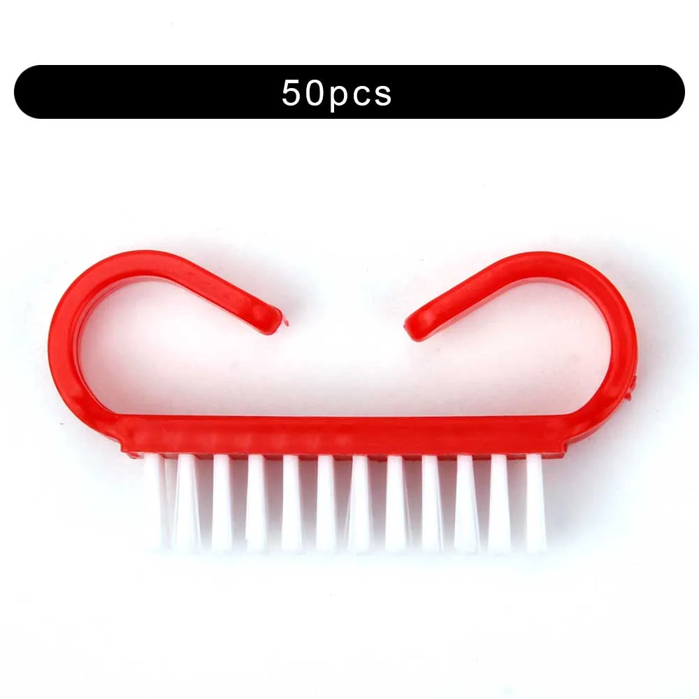 50pcs Solid Red 10/50/100 шт щеточка для чистки ногтей ручка Нейл-арт маникюра и педикюра, инструмент Пластик УФ-гель для ногтей для удаления пыли чистой по уходу за ногтями, макияж - Цвет: 50pcs Solid Red