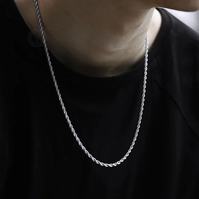 Stainless Steel Twisted Rope Chain Necklace for Men Women 16-30inch - Image 2