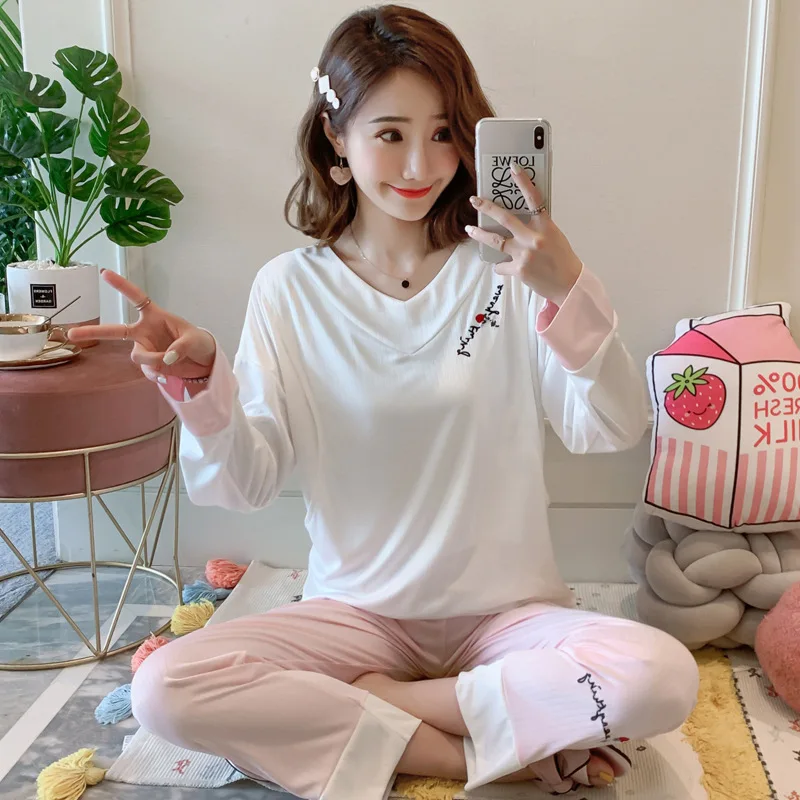 

Summer New Style Pure Cotton Pregnant Women Pajamas Long Sleeve Pullover Confinement Clothing Postpartum Maternal Nursing Clothe