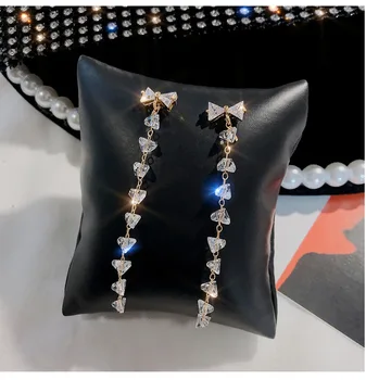 

Bowknot earrings feminine Korean fashion net red long earrings super fairy tassel personality trend simple Fashion Stud Earrings