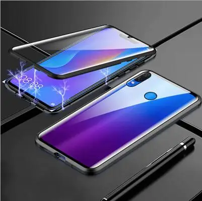 Black Магнитная металлическая чехол для Huawei Honor 8X8 x металлическая рамка двухсторонняя закаленная стеклянная крышка Honor 8X фронтальная защита чехол для телефона - Цвет: Black