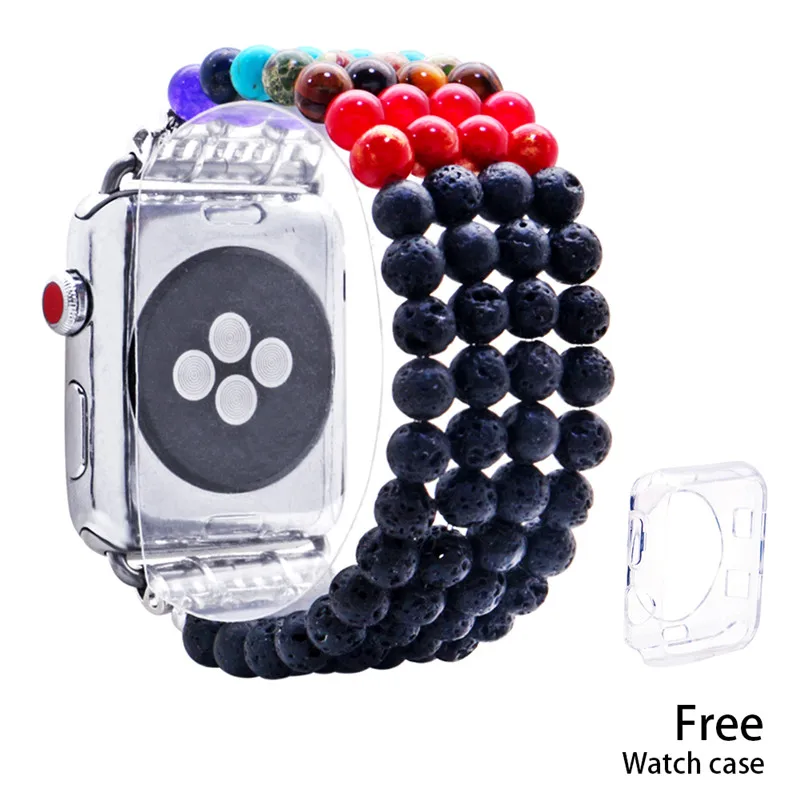 7 Colors Lureen красочные Натуральный Камень Бисер ремешок для наручных часов Apple Watch серии 1/2/3/42/38 мм браслет ремешок для наручных часов iwatch, 4 5 40/44 мм - Цвет ремешка: 7 Colors