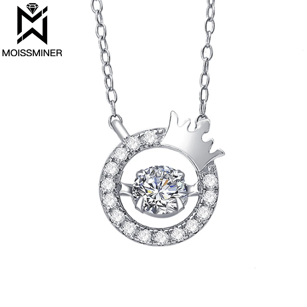 Moissanite S925 Ins Crown Necklaces Real Diamond Iced Out Necklaces For Women Men Jewelry Pass Tester Free Shipping custom moissanite pendant pass diamond tester hiphop bling men jewelry glow in the dark 925 shining gold crown bell rapper chain