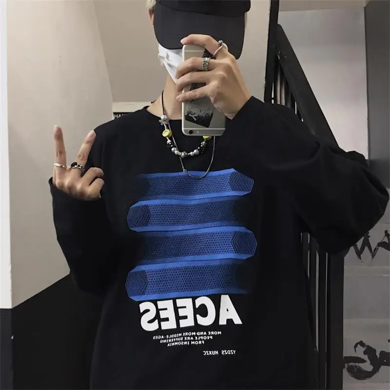 Женская футболка с длинными рукавами Bf Harajuku осенняя свободная геометрическим