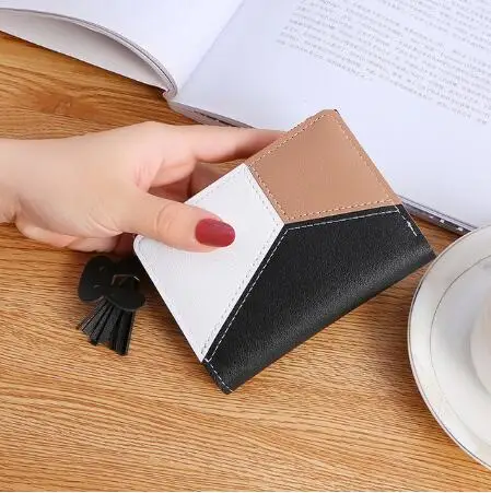Black Short Геометрический женский клатч, кошельки с карманом для мобильного телефона, кошелек, держатель для карт, пэчворк, Женский Длинный кошелек, Дамская мода, короткий кошелек для монет - Цвет: Black Short