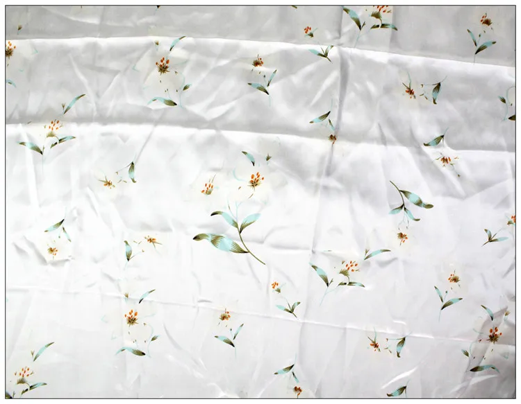 Шелковые ткани для платьев блузки шарфы Одежда метр чистый шелк атлас Шармез 16 мельница бежевый с цветочным принтом высокого класса