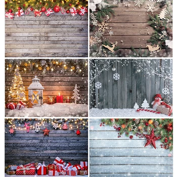 

Funnytree Christmas Wooden Board Backgrounds For Photography Winter Snow Baby Portrait Vinyl Photographic Backdrop Photo Studio