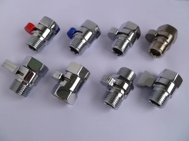 

Straight-Way Valve 4 Points Hot And Cold Water Copper Phone Body Switch Valve Water Stop Valve/Bright Silver/Copper Handle/Long