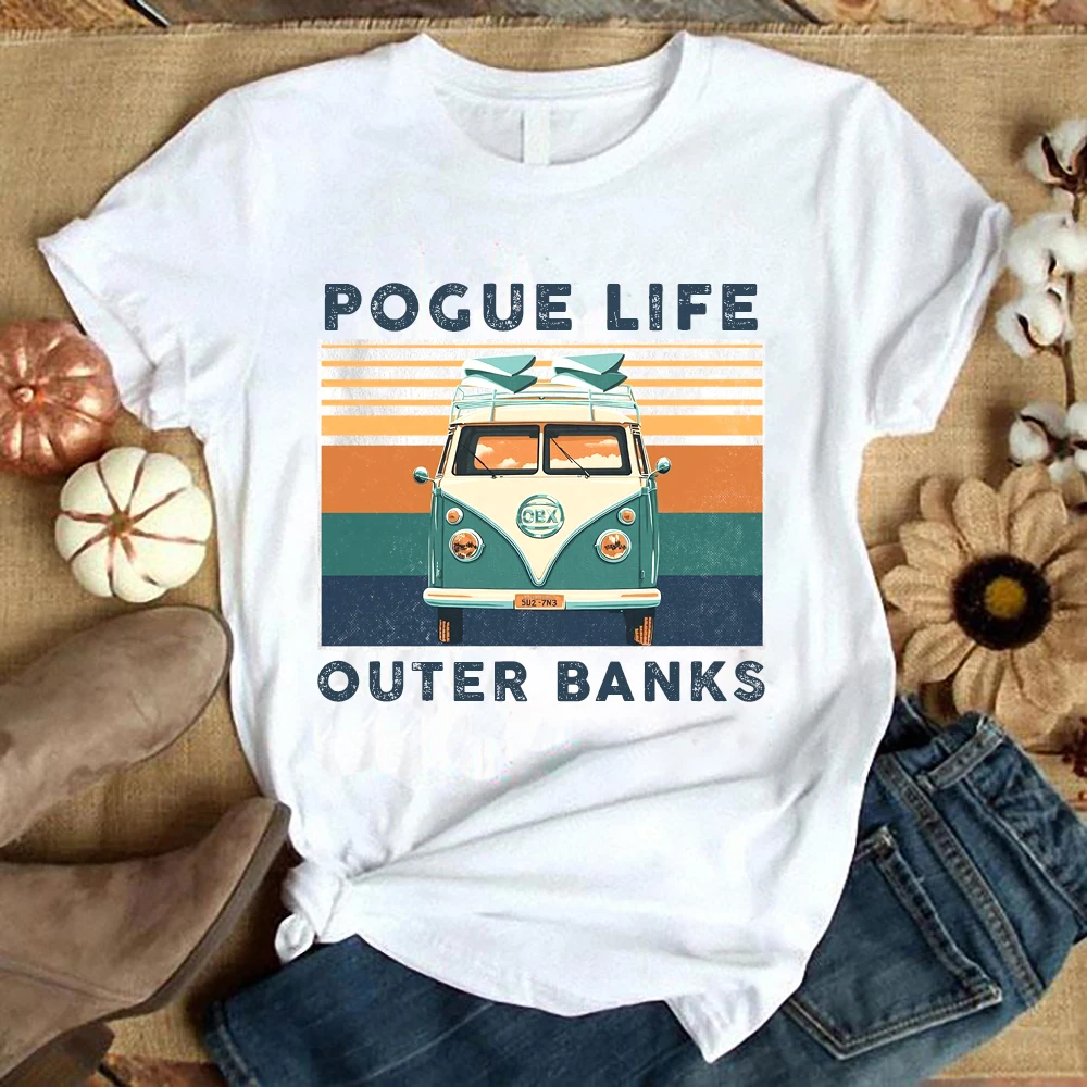 Maglietta Vintage Pogue Life Esterno Banche Divertente Obx North Carolina Graphic Cotton Tees