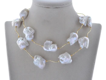 

Z10423 50" 25mm White Baroque keshi Reborn Pearl Necklace