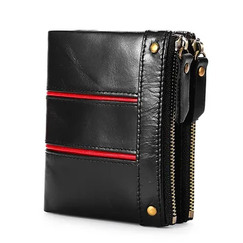 

Men's Leather RFID Anti-theft Brush Short Business Wallet Retro Top Layer Leather Wallet Oil Wax Multi-function Card Case