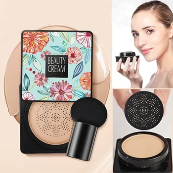 

Air Cushion BB Cream With Mushroom Puff Sponge Longlasting Waterproof Brightening Concealer Foundation Face Makeup