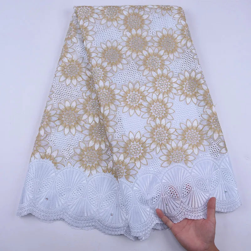 African Lace Fabric Summer High Quality Navy Blue and White Swiss Voile In Switzerland For Party A1728 | Дом и сад