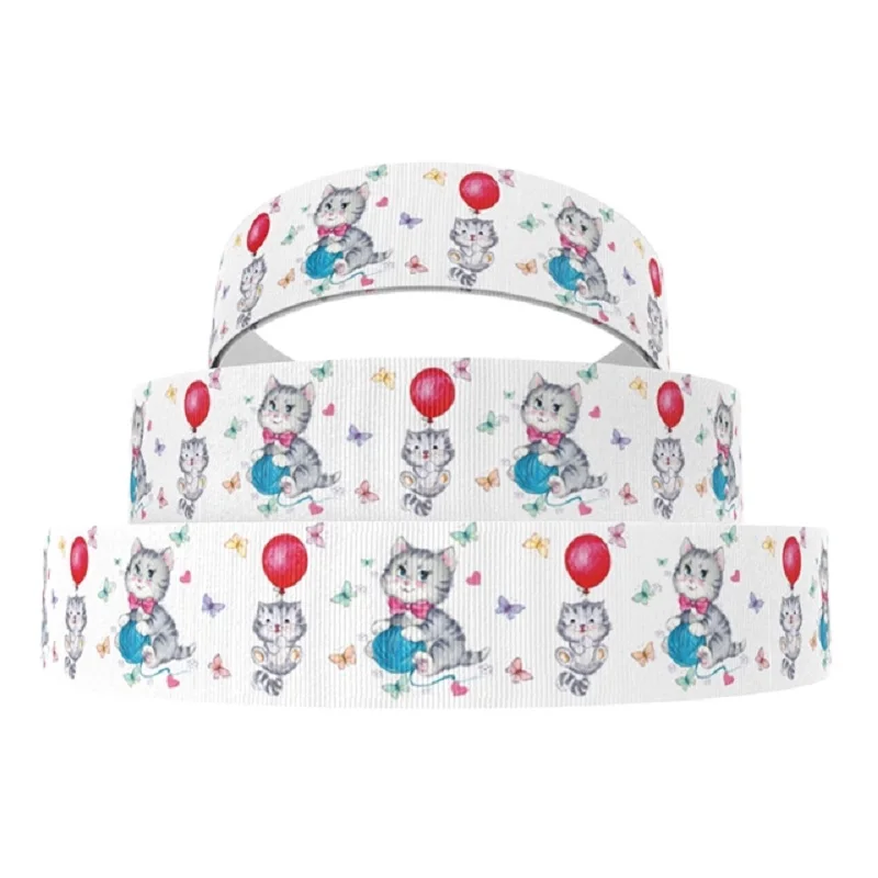 

50yards 7/8" 1" 1.5" 22mm 25mm 38mm Cat printed grosgrain ribbon for party gift decoration DIY handmade materials