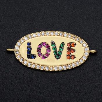 

5pcs/lot 13x29mm CZ Zircon DIY Jewelry Rainbow Oval Love Charm Connectors Wholesale Bulk Order Discounts