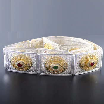 

New Model Duotone Morocco Belt Chic Caftan Belts for Abaya Hollow Out Women Belly Chains Metal Jewelry Chains