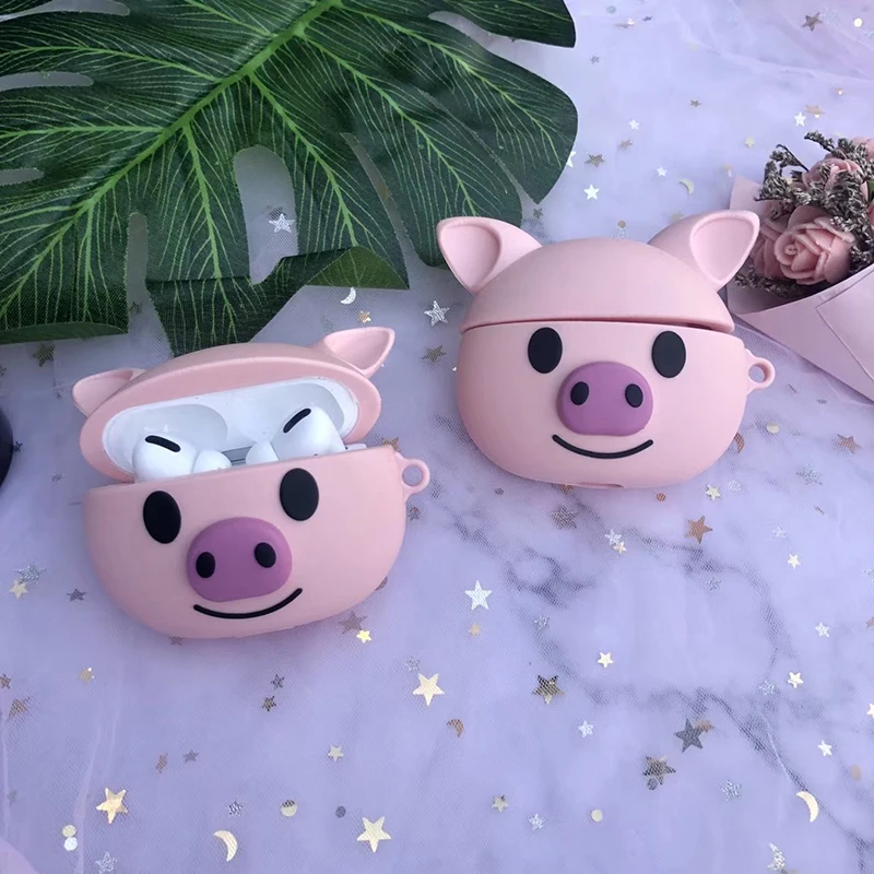 Cute 3 for airpods pro case cartoon cute for airpods pro cover silicone pig for apple bluetooth cases bear animer accessory - Цвет: pig