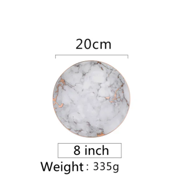 01-Light Grey Европейский стиль, мраморные плиты, керамический столовый набор, Золотая инкрустация, фарфоровая десертная тарелка, стейк, салат, закуски, торт, тарелки, посуда - Цвет: 01-Light Grey