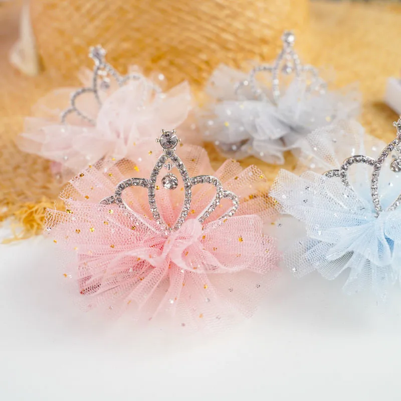 Children's Crown Barrettes Side Clip Birthday Headdress Mesh Princess Series Girl Hairpin  Snap Hair Clips Hair Clips for Girls newborn baby photography props girls white gift theme set mesh blanket lace outfit set decotation studio shooting photo props