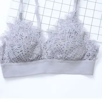 

Fashion Sexy Lace No Steel Ring Thin Comfortable Triangle Cup Underwear Solid Color Adjustable Bras,