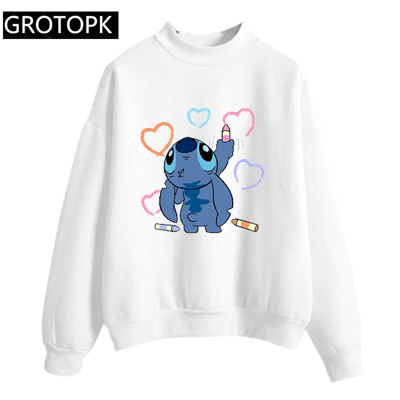 Женская модная толстовка с капюшоном Lilo Stitch Harajuku Kawaii, толстовки с милым рисунком, женские повседневные толстовки с принтом, милые повседневные топы - Цвет: WH-553816