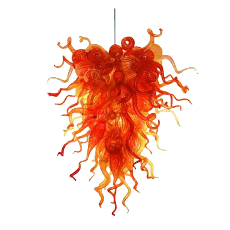 

Home Decoration Orange Lampshade Hand Blown Glass Chandelier Lighting Fixtures 80 CM Long Pendant Lights