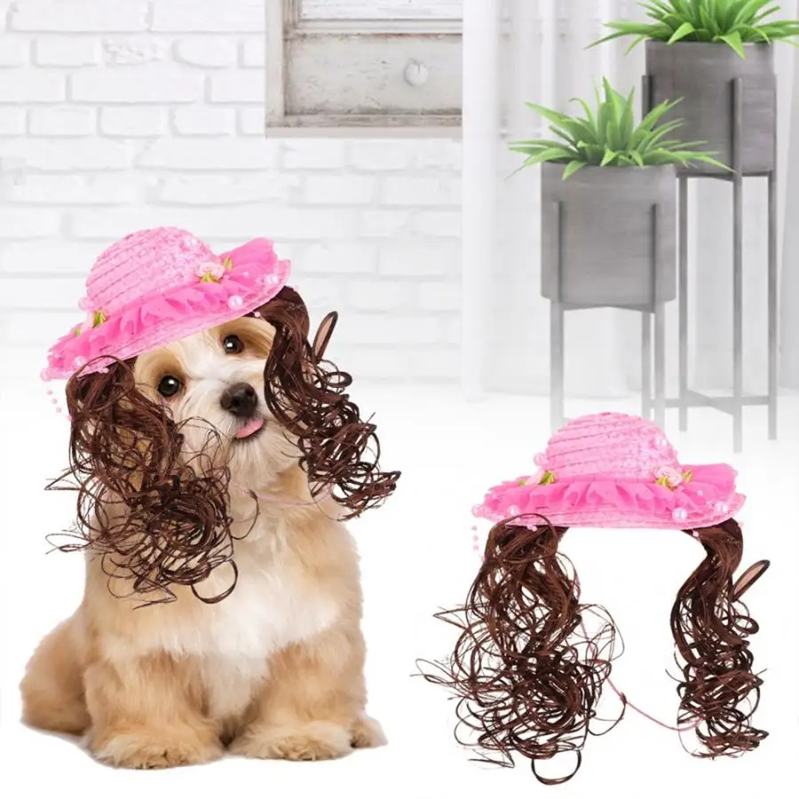 

Pet Wig Princess Hat Princess Lace Hat with Wig Grooming Cat Cap Party Decoration for Pet Dog Supplies