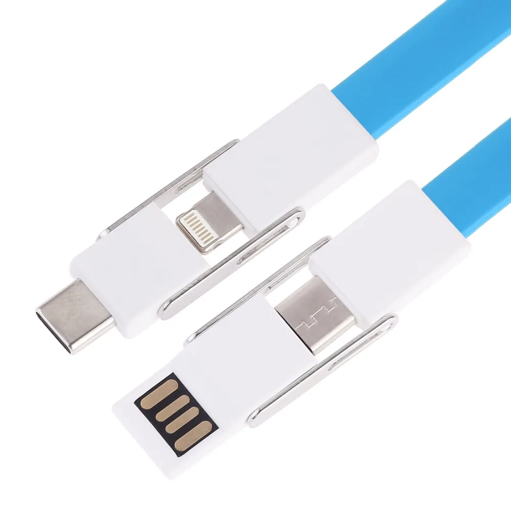 USB кабель для передачи данных/зарядного устройства 4 в 1 USB на 2 x USB-C/type-C+ 8Pin+ Micro USB Магнитный зарядный и кабель для передачи данных с брелком