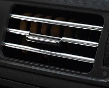 10pcs Car Styling Mouldings Air Outlet Trim Strip Auto Air Vent Grilles Rim Trim Cars Decoration Strips Colorful Car Accessories - Color: Silver