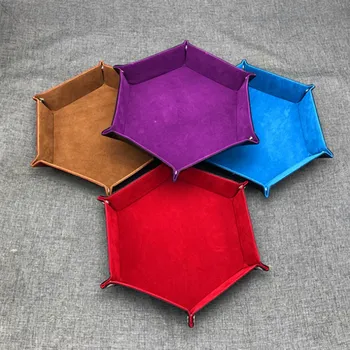 

Foldable Desktop Storage Box Hexagon Flannel Dice Tray Board Game Storage Prop Storage Tray