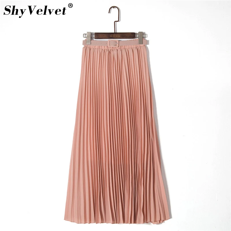 Богемные длинные плиссированные юбки, женская шифоновая юбка-пачка, макси Эластичная Высокая талия с поясом, элегантная женская пляжная юбка, розовый, синий, хаки