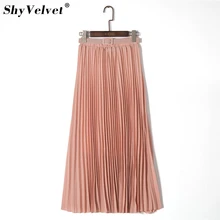 Богемные длинные плиссированные юбки, женская шифоновая юбка-пачка, макси Эластичная Высокая талия с поясом, элегантная женская пляжная юбка, розовый, синий, хаки
