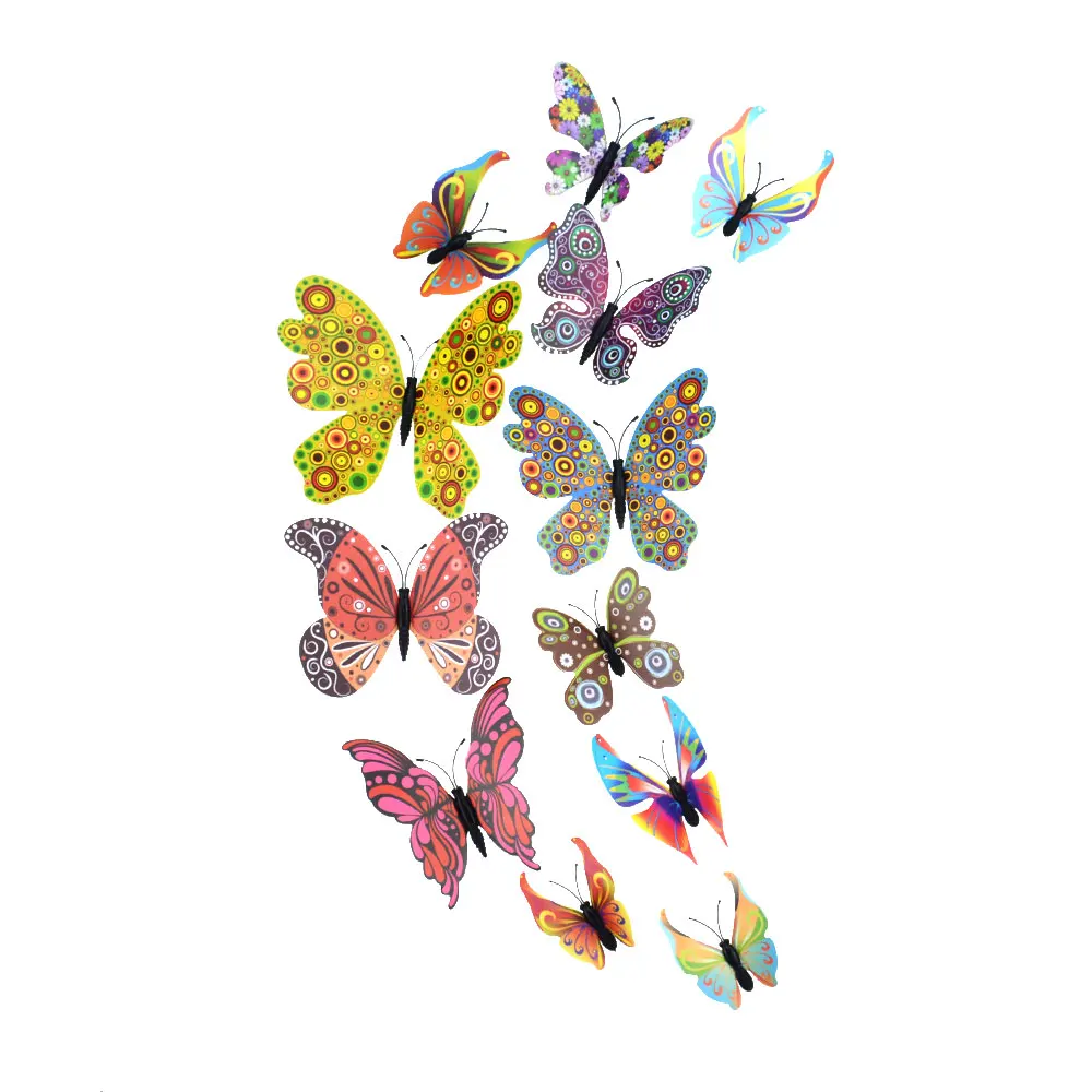 12pcs PVC 3d Butterfly Wall Stickers Cute Butterflies Wall Decor Art Decals Home Room Art