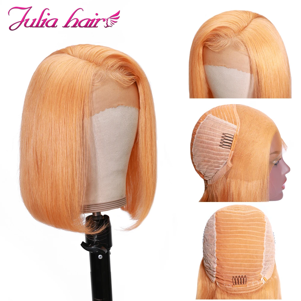 Blonde Bob Lace Front Human Hair Wigs Straight Brazilian Remy 613 Yellow Pink Green 13x4 Lace Front Short Bob Wig Pre Plucked (11)