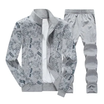 

Spring Autumn Tracksuit Men Set Large size 8XL Streewear Men Sporting Suit Two Piece Set Sweatsuit Jacket+Pant Print Clothing