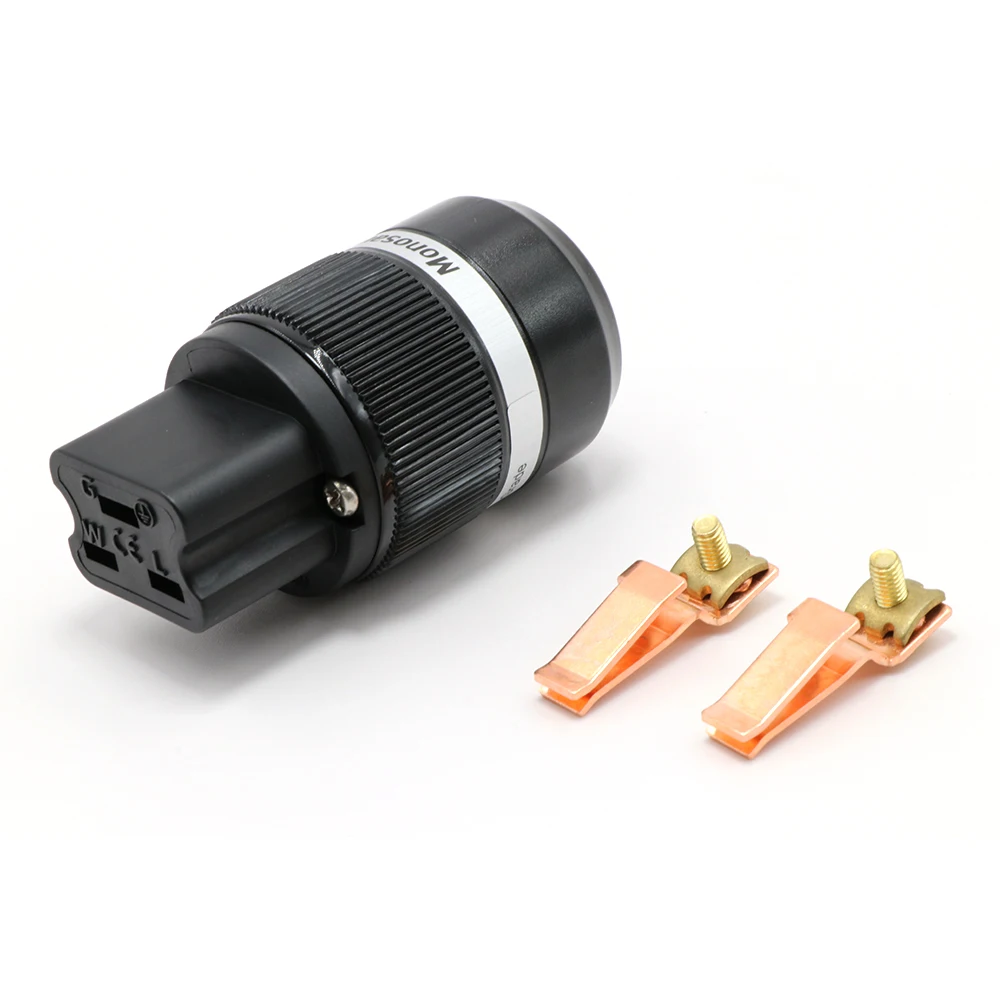Одна штука Monosaudio F120 99.998% Чистая медь 20A IEC C7 разъем питания, 10A-15A/250 В штекер, 20A разъемы IEC гнездовой разъем питания