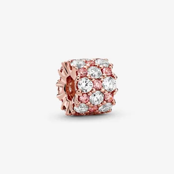 

Fashion Beads Pink & Clear Sparkling Charms fit Original Pandora Bracelets Women DIY Jewelry