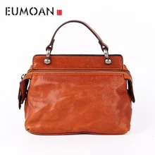 Кожаный портфель EUMOAN, женская сумка, коровья кожа, ручная работа, старинное растительное Дубление