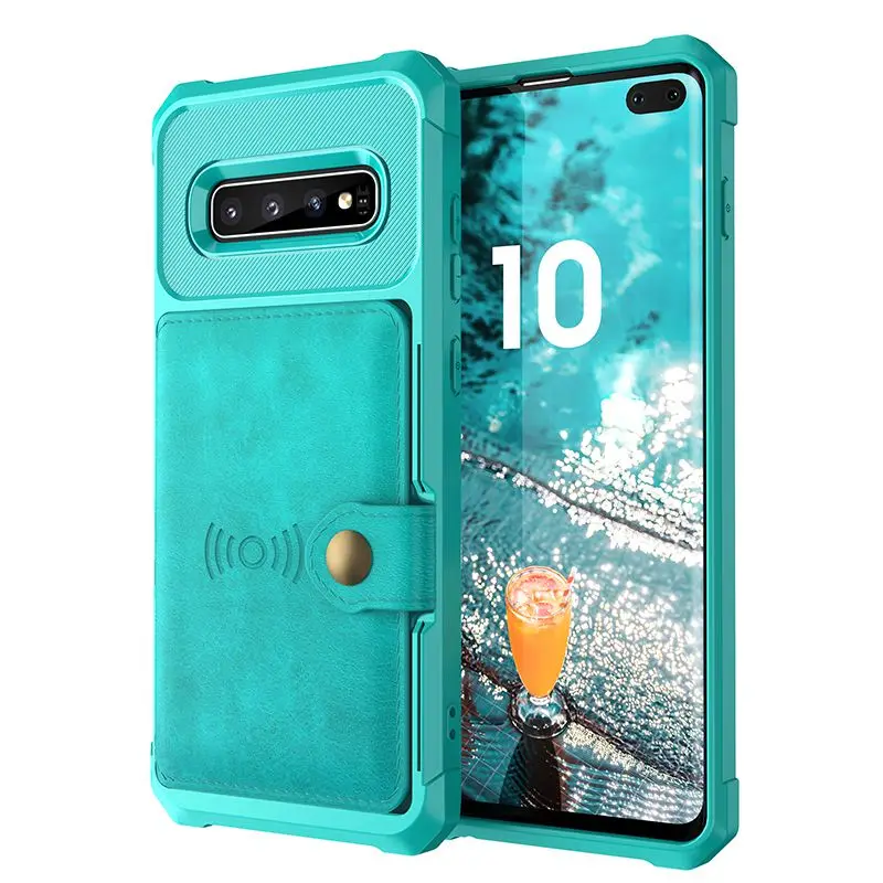 Силиконовый противоударный чехол для samsung S9 S10 Note 10 Plus, кожаный чехол с отделением для карт, для samsung Note9 S10e, чехол, защита от падения