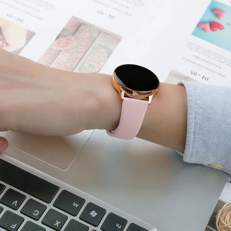 20/22mm Watch band For Samsung Active 2 44mm 42mm/46mm Gear S3 Silicone bracelet amazfit GTS/GTR Huawei wtach GT 2/2e/pro strap