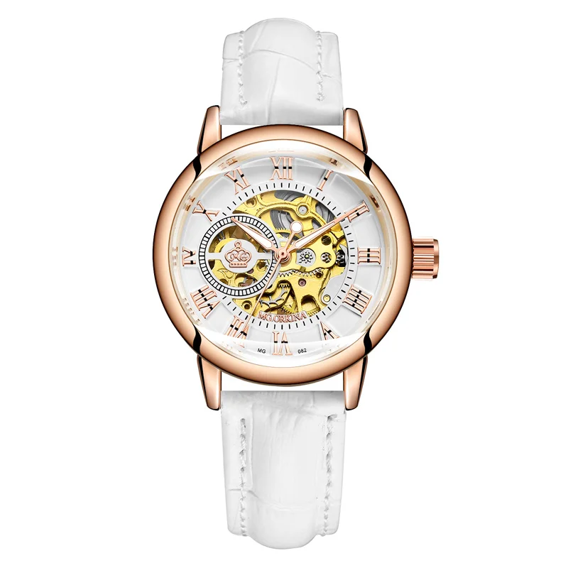 ORKINA новые автоматические механические часы женские серебряные часы женские relojes mujer женские наручные часы платье часы Montre Femme - Цвет: Белый