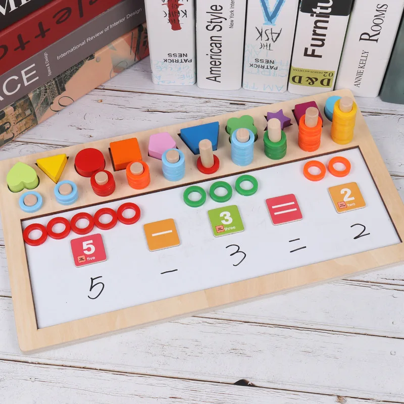 

Wood Multi-functional Magnetic Drawing Board Shape Color Cognitive Matching Kindergarten Arithmetic ENLIGHTEN Early Childhood Ed