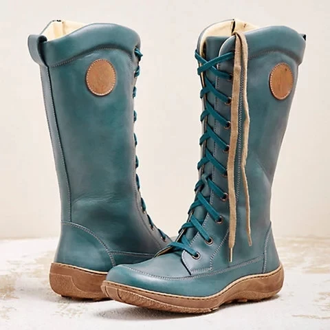 Litthing Autuwn Winter Lace up Boots Woman High Over The Knee Women Fringe Low Heel Tassel Shoes |
