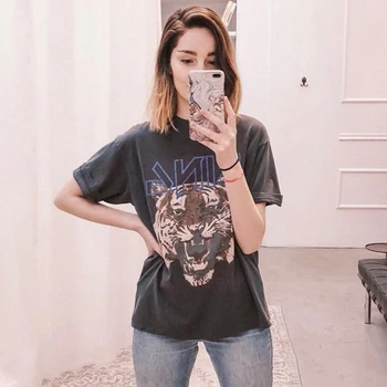 

New fashion printing loose casual round neck short sleeve women's T-shirt