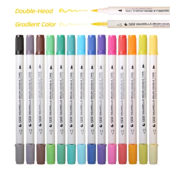 

STA 14pcs 28 colors Gradient Colors Dual Tip Brush Markers Water Based ink Lettering Calligraphy Pens Coloring Book For Drawing