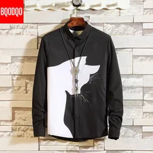 Черная клетчатая рубашка с длинным рукавом для мужчин, хлопок, уличная одежда, осенние Рубашки, топ, японский, негабаритный, корейский стиль, повседневные, модные топы