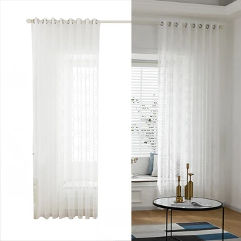 

Tulle Curtains for Livingroom White Sheer Voile Window Curtain with Ring Top Tulle Curtain for Kitchen 2 Panel