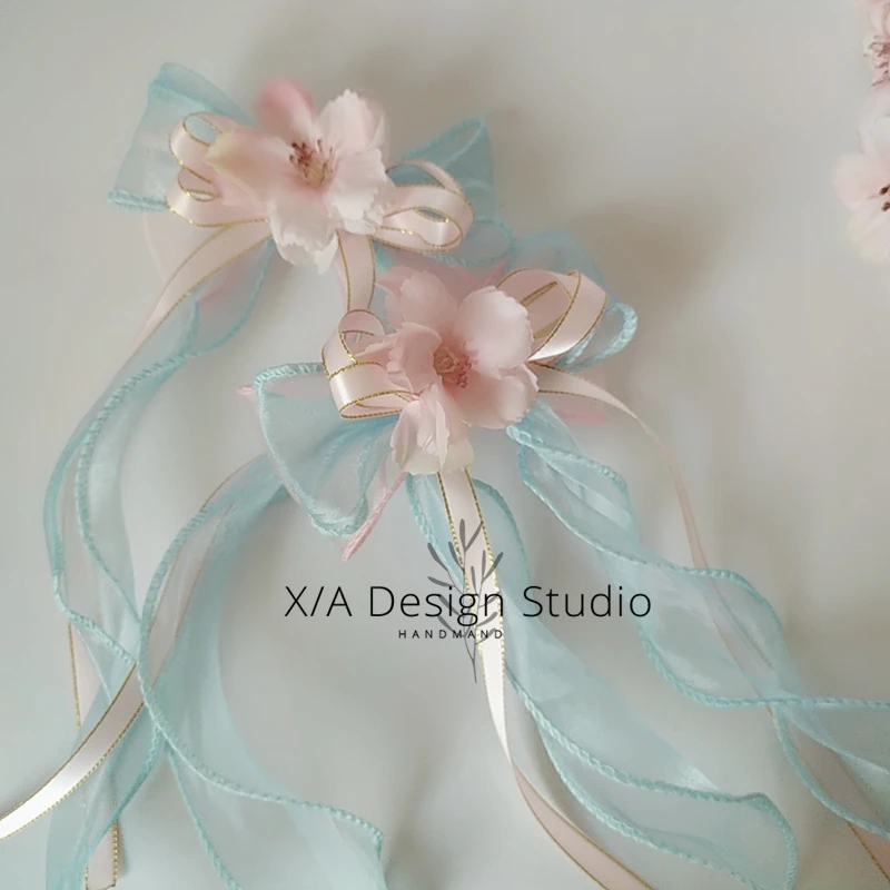 A Pair Hair clip Волосы "Лолита" аксессуары вишневые цветы KC заколка для прически маленькая свежая маленькая фея бант ручной работы украшения для волос Косплей - Цвет: A Pair Hair clip