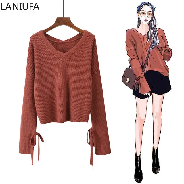 

autumn winter Women Knitted V-Neck Sweater Women Casual Soft Soft polo-neck Jumper Fashion Slim Elasticity Pullovers Women Women
